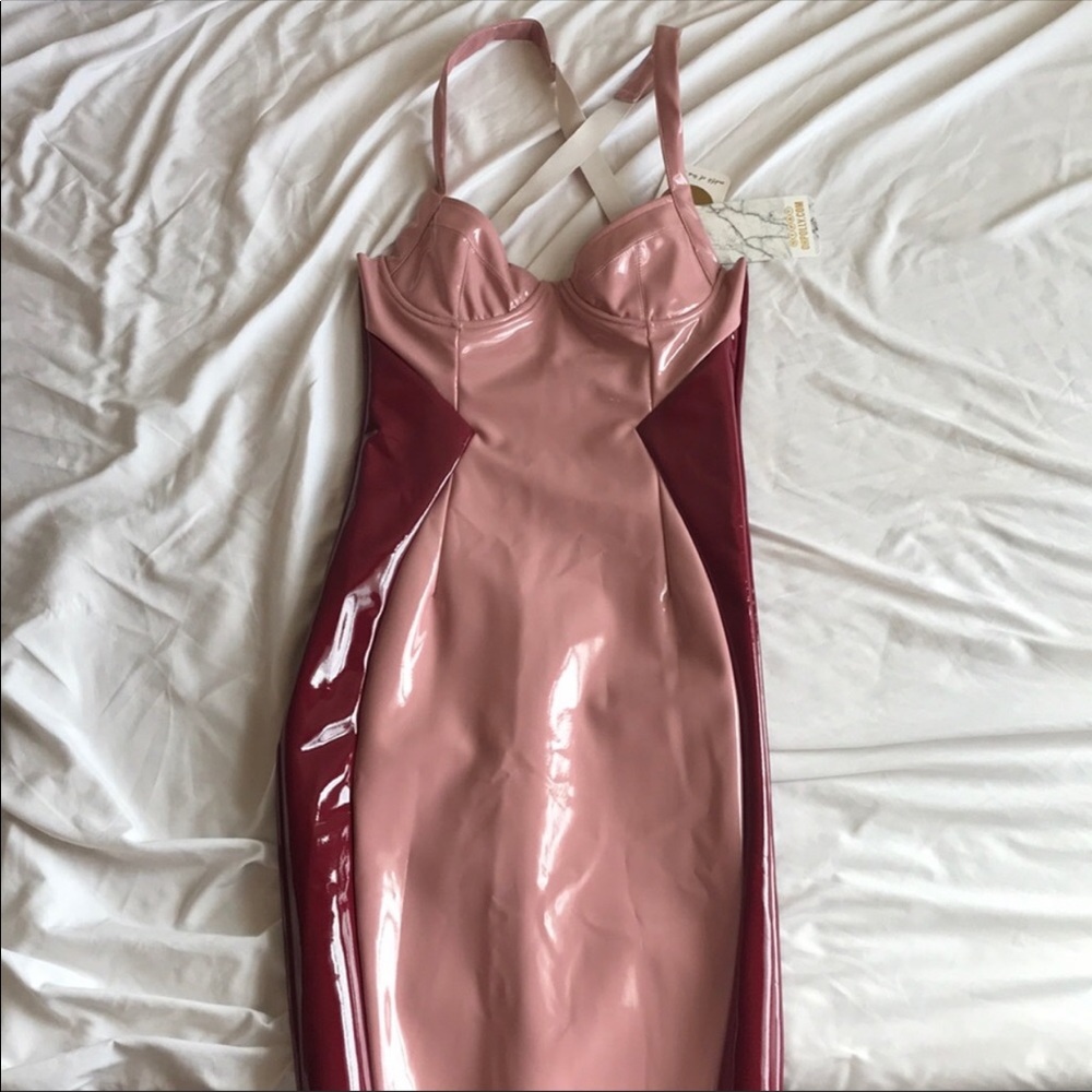 Oh Polly Latex Halter Midi Dress // Size 2